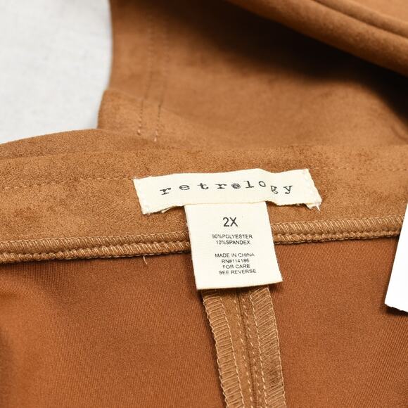 NEW Retrology Women's A Line Button Faux Suede Skirt Polyester Brown Size 2X - Picture 6 of 8